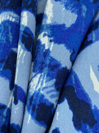 Sapphire/Pale Cerulean/White Polyester/Lycra Abstract Print Activewear Knit 58W