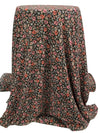 Midnight Espresso/Light Salmon/Melon 100% Rayon Floral Print Crinkle Challis 53W