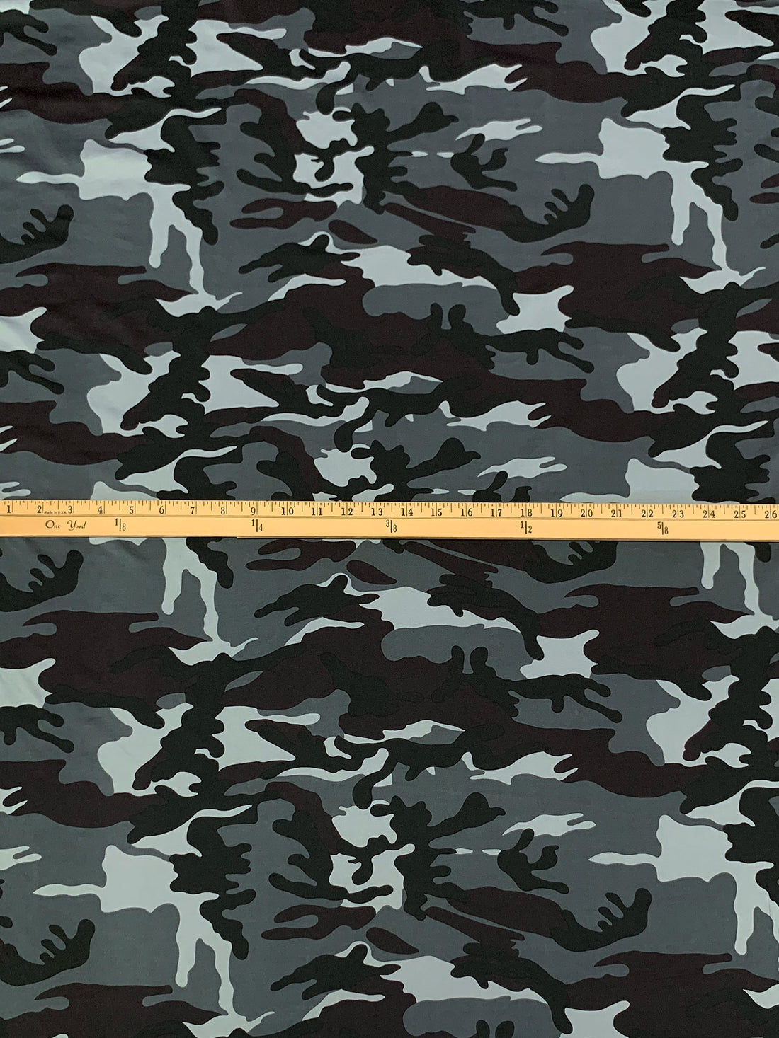 Cool Gunmetal/Black/Silver Sand Polyester/Lycra Camouflage Print Activewear Knit 59W