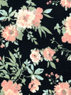 Melon/Black/Powder Blue/Multi Polyester/Lycra Floral Print Double Brushed Knit 60W