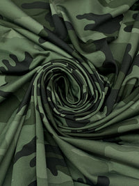 Fern Green/Black/Deep Olive Drab Polyester/Lycra Camouflage Print Activewear Knit 59W