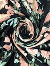 Melon/Black/Powder Blue/Multi Polyester/Lycra Floral Print Double Brushed Knit 60W