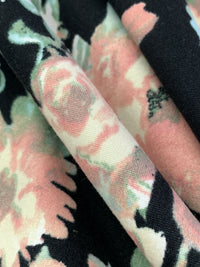 Melon/Black/Powder Blue/Multi Polyester/Lycra Floral Print Double Brushed Knit 60W