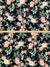 Melon/Black/Powder Blue/Multi Polyester/Lycra Floral Print Double Brushed Knit 60W