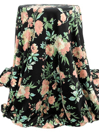 Melon/Black/Powder Blue/Multi Polyester/Lycra Floral Print Double Brushed Knit 60W