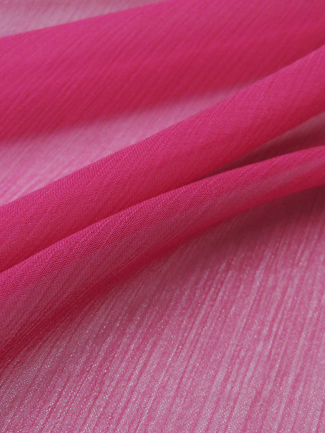 Hot Raspberry Pink 100% Silk Crinkle Chiffon 42W