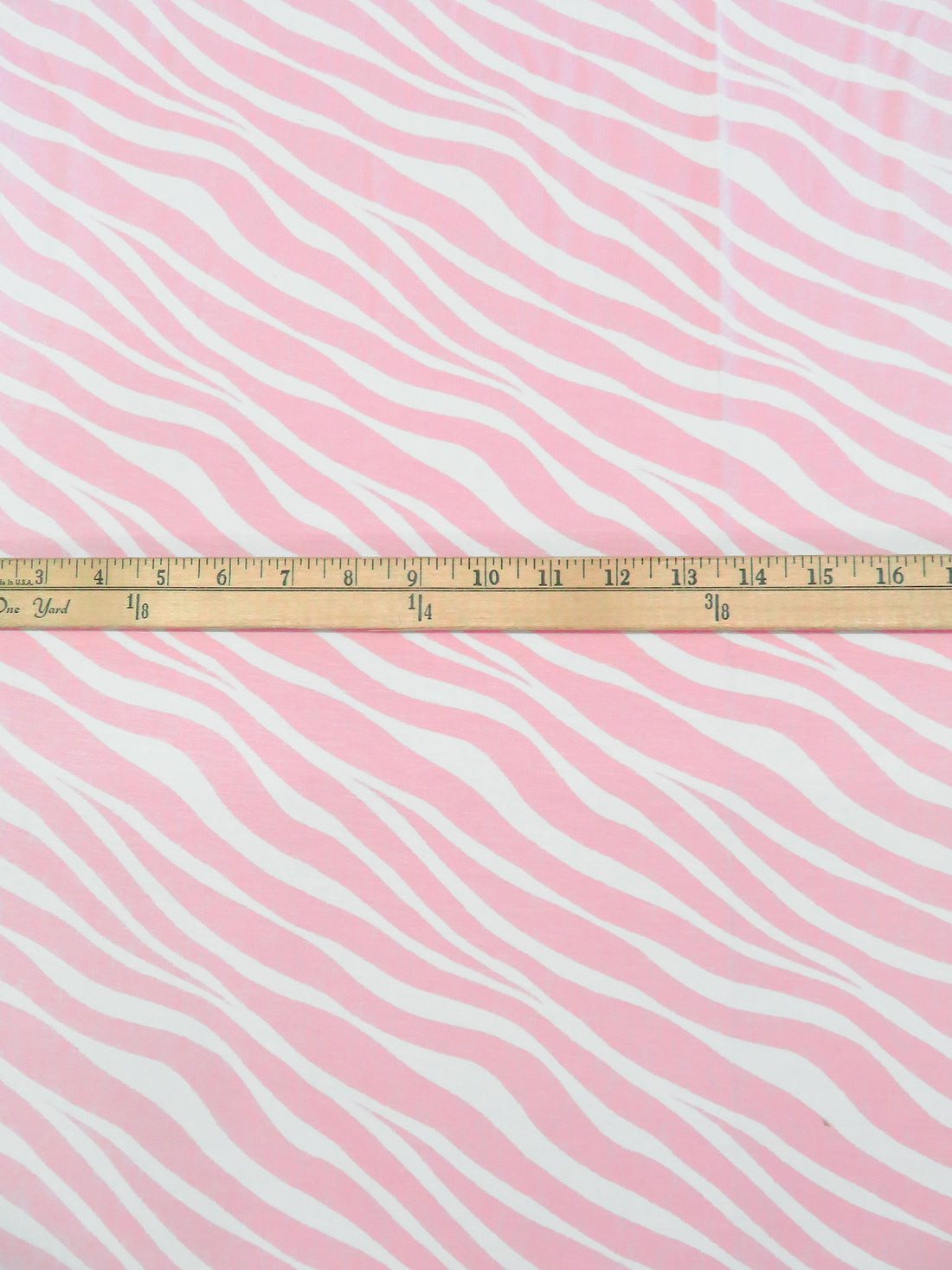 Light Rose/White Rayon/Lycra Zebra Stripe Print French Terry Knit 68W