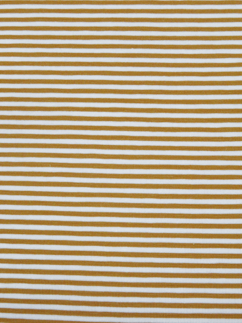 Golden Brown/White Cotton/Lycra Horizontal Stripe Print Jersey Knit 66W