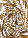 Golden Brown/White Cotton/Lycra Horizontal Stripe Print Jersey Knit 66W
