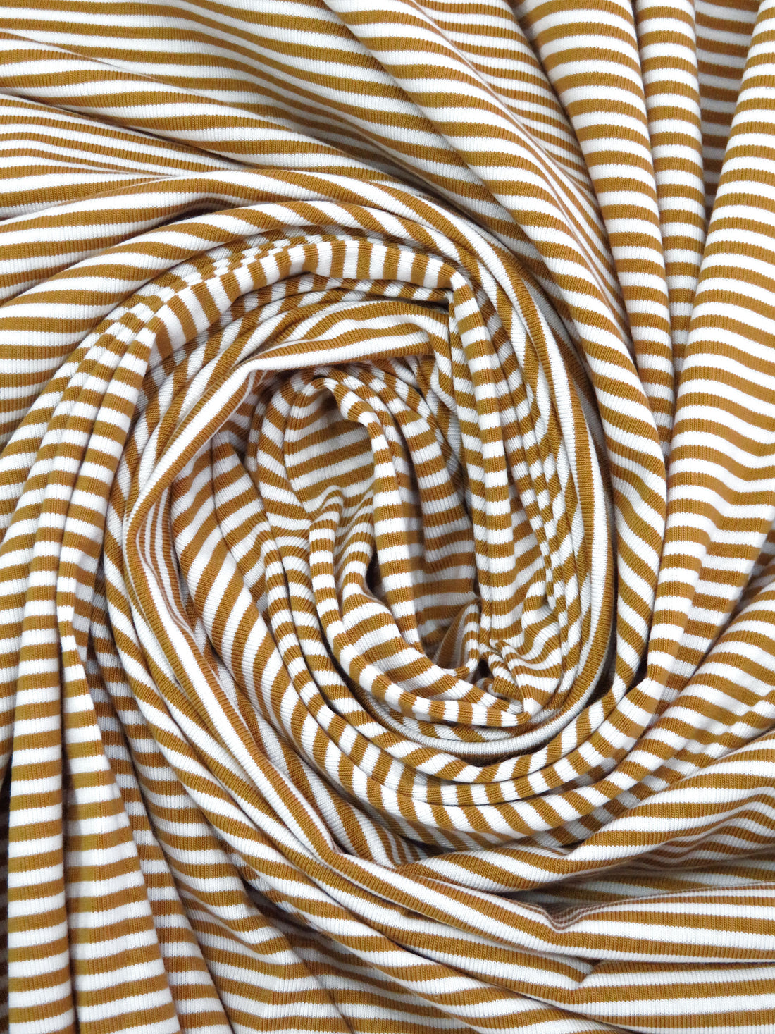 Golden Brown/White Cotton/Lycra Horizontal Stripe Print Jersey Knit 66W