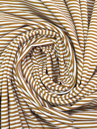 Golden Brown/White Cotton/Lycra Horizontal Stripe Print Jersey Knit 66W