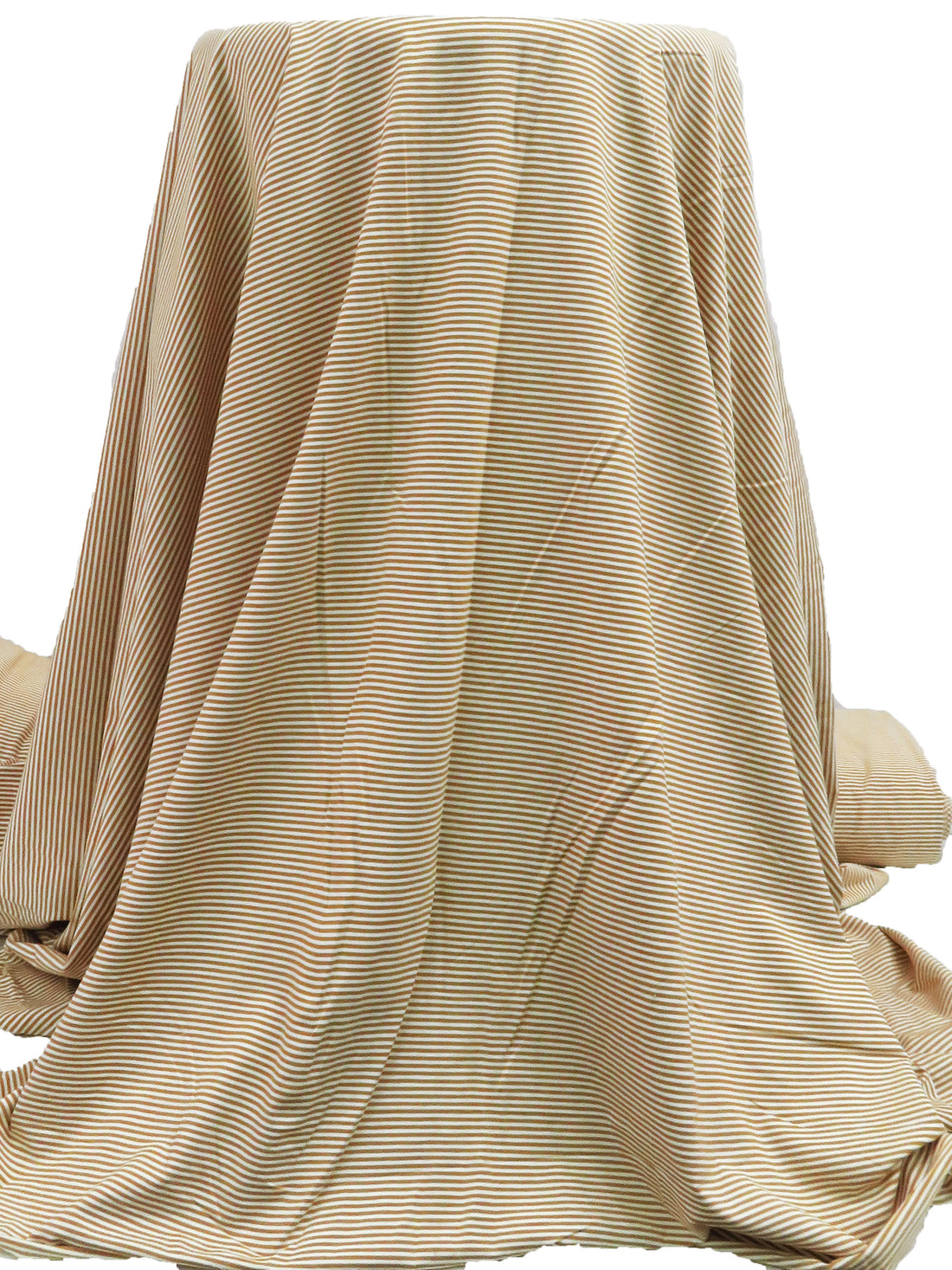Golden Brown/White Cotton/Lycra Horizontal Stripe Print Jersey Knit 66W