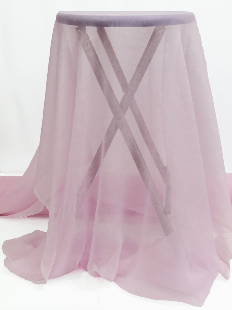 Taffy Pink 100% Silk Crinkle Chiffon 43W