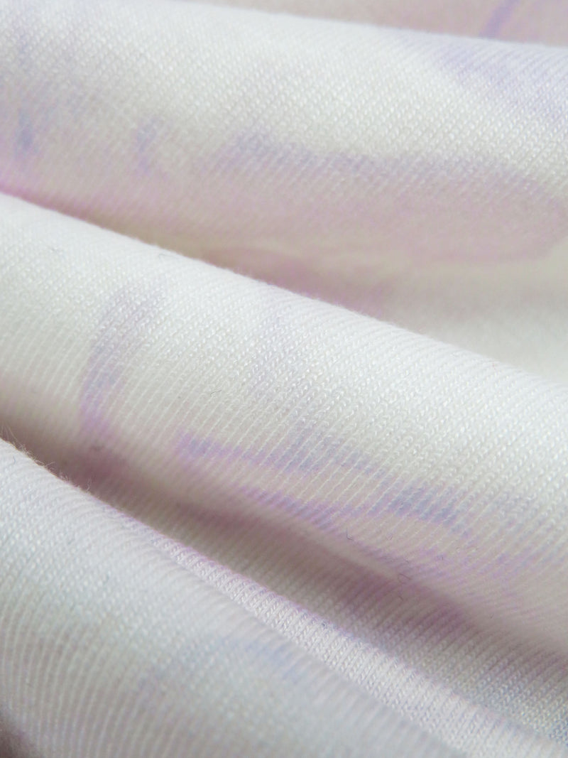 White/Pastel Purple Rayon/Lycra Marbled-Look Print Jersey Knit 56W