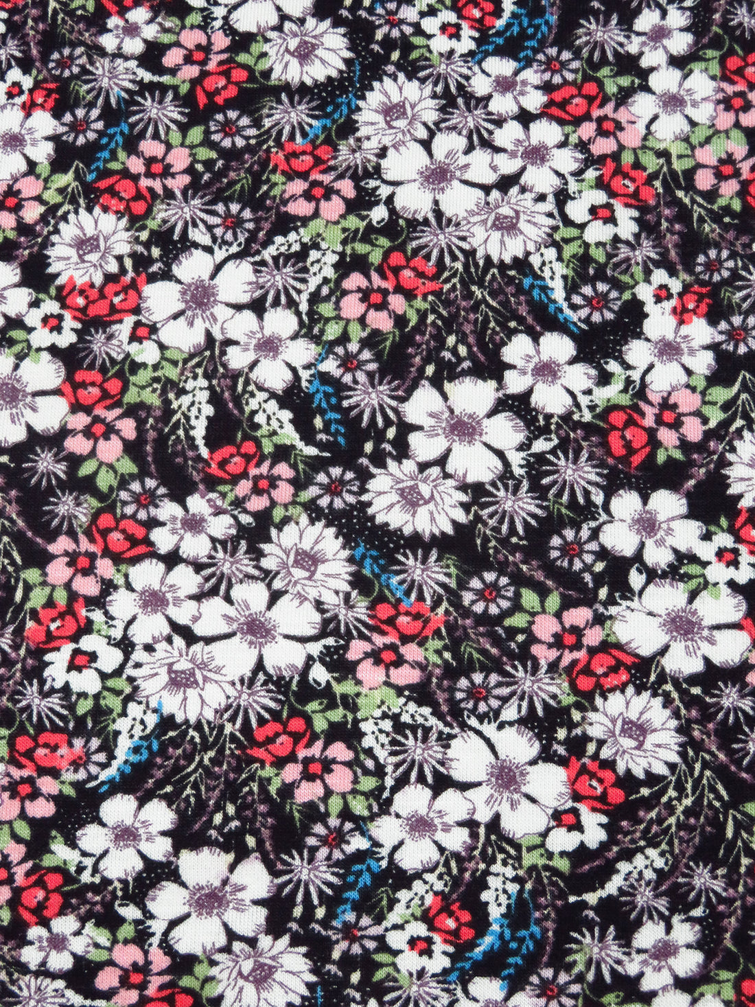 Coral Red/Eggplant/Black/Multi Rayon/Lycra Wildflower Print Jersey Knit 56W