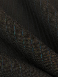 Walnut/Dark Navy Wool/Lycra Vertical Stripe Seersucker - Imported From Italy - 60W