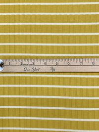 Vegas Gold/White Polyester/Lycra Horizontal Stripe Rib Knit 50W