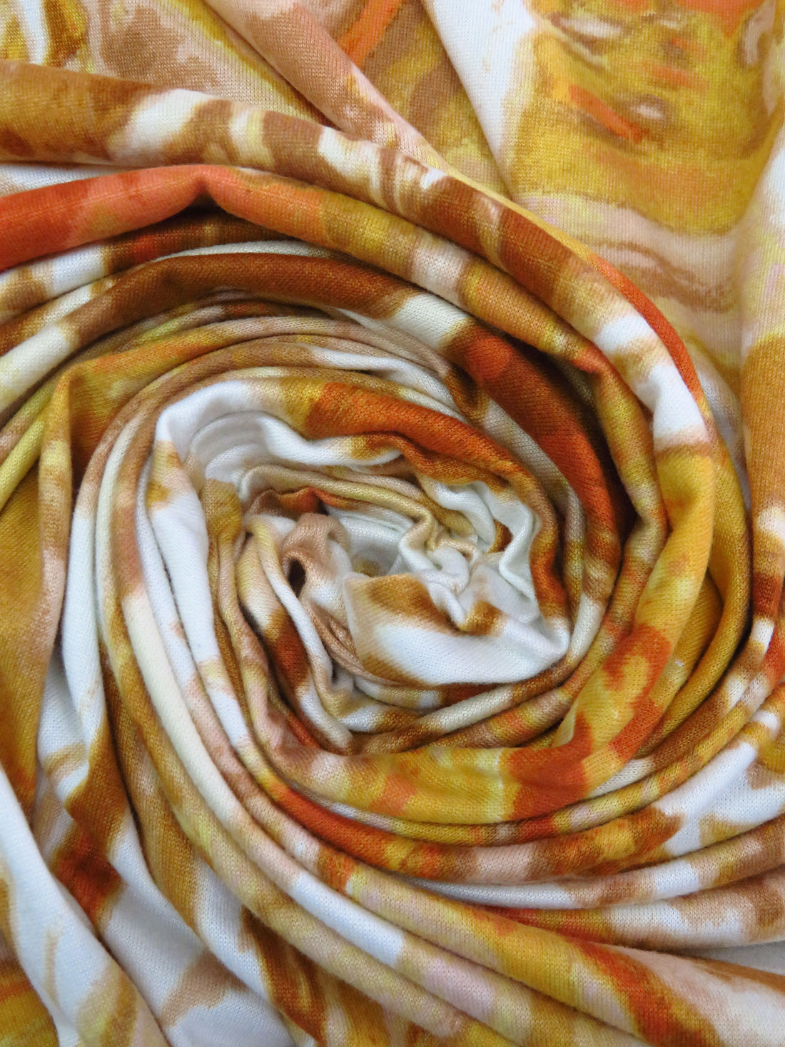 Goldenrod/Pale Taupe/White/Multi Polyester/Lycra Marbled Print Double Brushed Knit 58W
