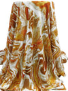 Goldenrod/Pale Taupe/White/Multi Polyester/Lycra Marbled Print Double Brushed Knit 58W