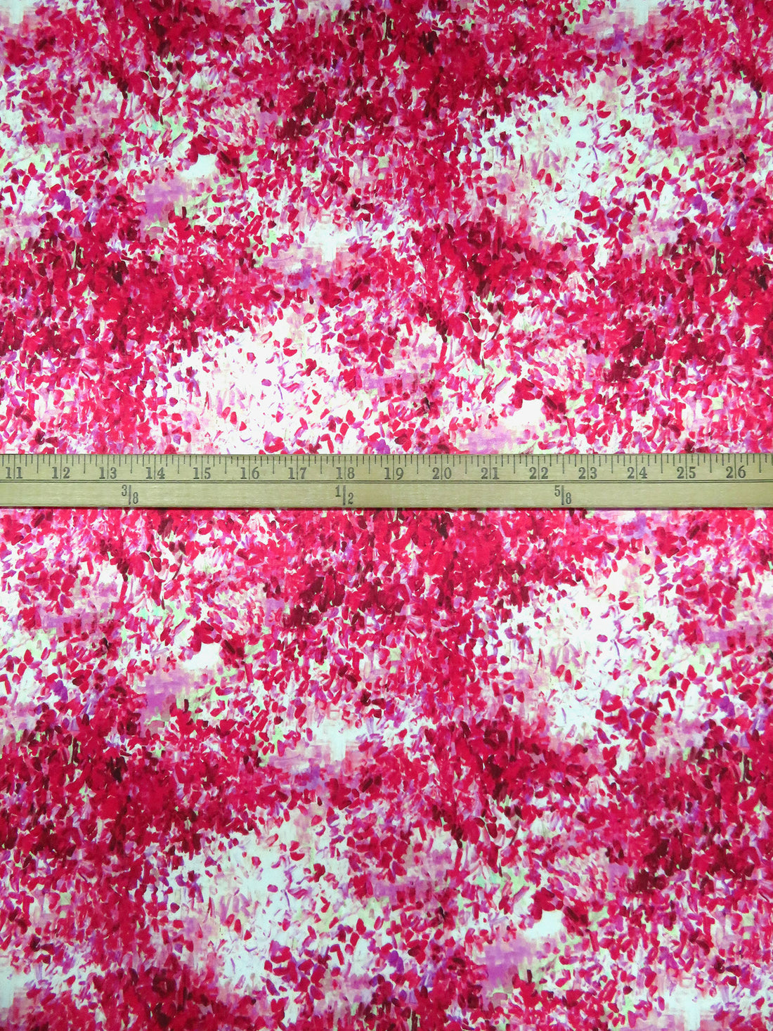 Deep Carmine/White/Orchid/Multi 100% Rayon Abstract Print Satin Knit - NY Designer - 46W