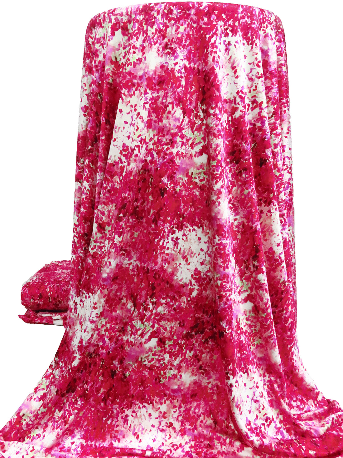 Deep Carmine/White/Orchid/Multi 100% Rayon Abstract Print Satin Knit - NY Designer - 46W