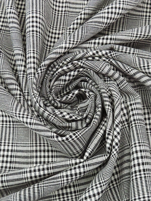 Black/Off-White Polyester/Acrylic/Wool Glen Plaid Suiting 58W