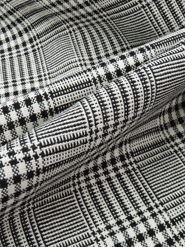 Black/Off-White Polyester/Acrylic/Wool Glen Plaid Suiting 58W