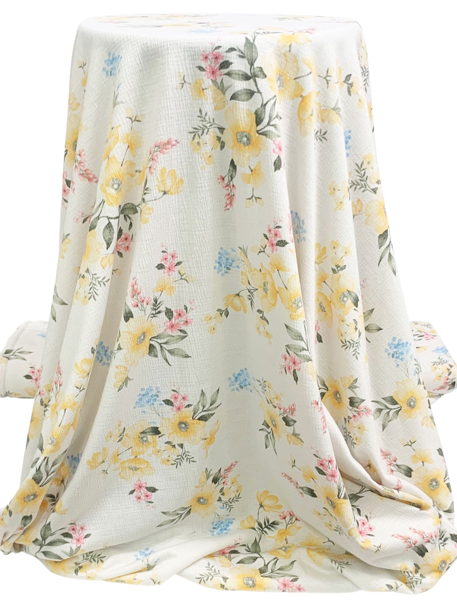 Off-White/Jasmine Yellow/Multi 100% Polyester Floral Print Crinkle