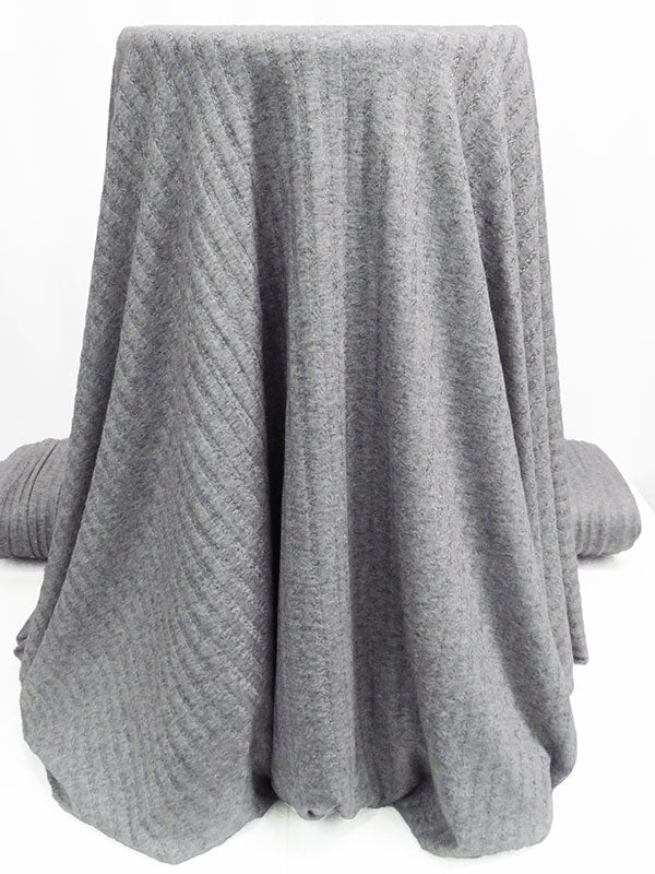 Heathered Gray Polyester/Rayon/Lycra Wide Rib Sweater Knit 60W