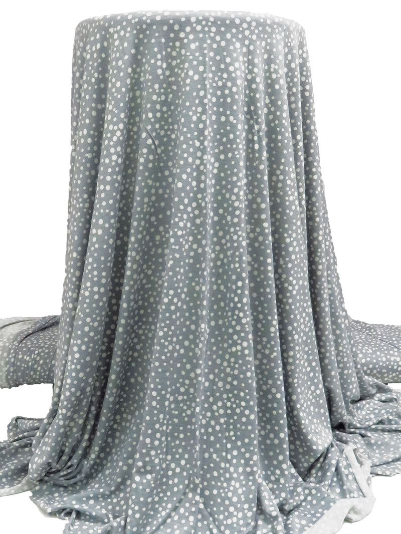 Dolphin Gray/White Rayon/Lycra Scattered Dots Print Jersey Knit 64W