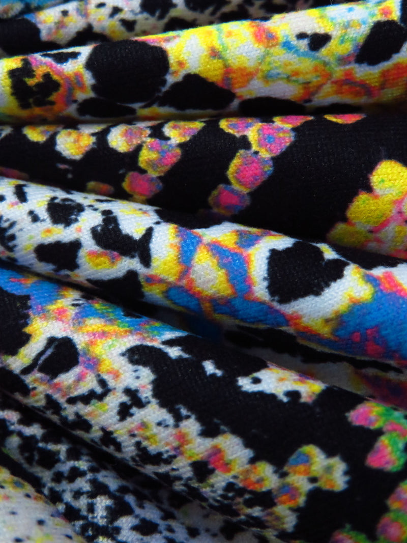 Black/Lemon/Electric Pink/Multi Polyester/Lycra Snake Skin Print Double Brushed Knit 56W