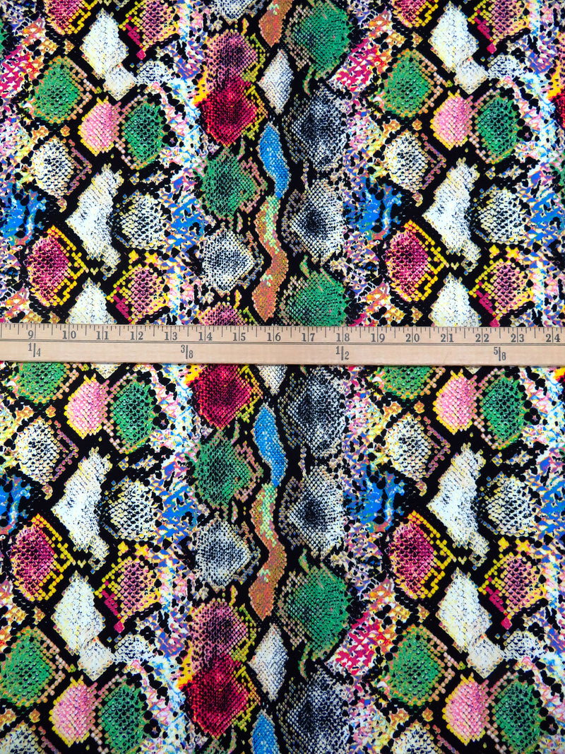 Black/Lemon/Electric Pink/Multi Polyester/Lycra Snake Skin Print Double Brushed Knit 56W