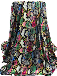 Black/Lemon/Electric Pink/Multi Polyester/Lycra Snake Skin Print Double Brushed Knit 56W