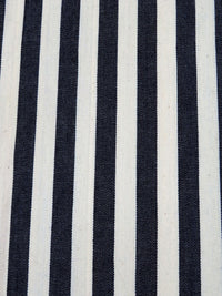 Midnight Navy/Timberwolf 100% Cotton Vertical Stripe Denim 60W