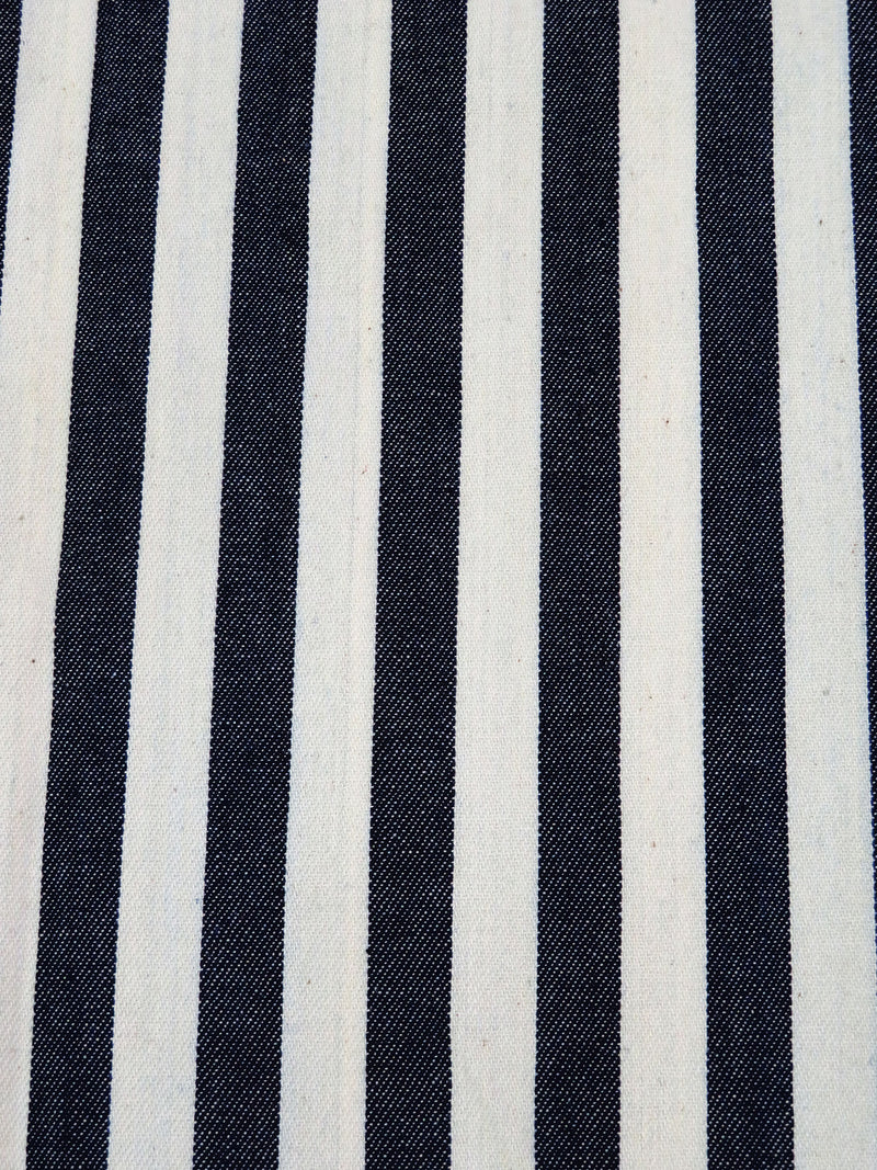 Midnight Navy/Timberwolf 100% Cotton Vertical Stripe Denim 60W