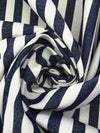 Midnight Navy/Timberwolf 100% Cotton Vertical Stripe Denim 60W
