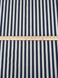 Midnight Navy/Timberwolf 100% Cotton Vertical Stripe Denim 60W
