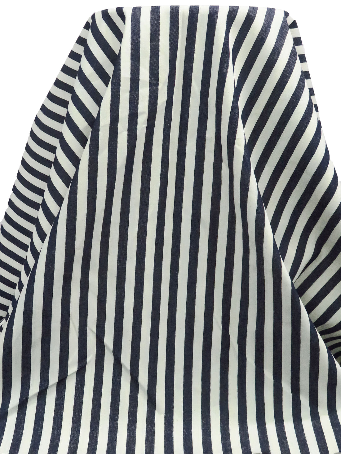 Midnight Navy/Timberwolf 100% Cotton Vertical Stripe Denim 60W