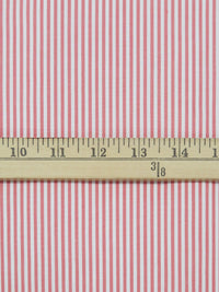 Flamingo/White 100% Cotton Vertical Stripe Shirting - LA Designer - 46W