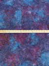 Blueberry/Gold 100% Cotton Swirls Shimmer Foil Print Over Tie-Dye Batik Quilt Weight Woven - Robert Kaufman - 44W