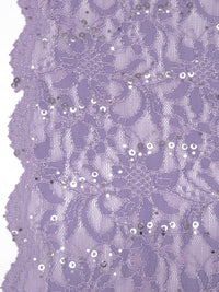 Dusty Light Purple 100% Polyester Double Scalloped Border Floral Weave With Sequins Lace 52W