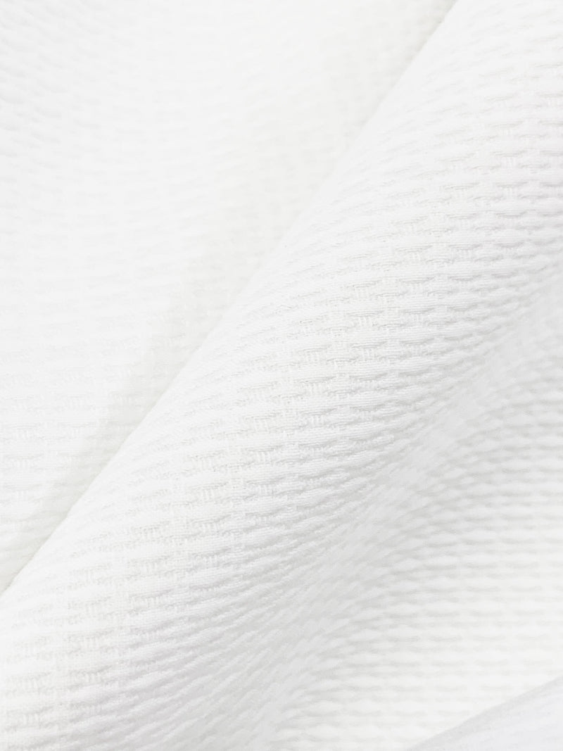 White 100% Cotton Textured Weave Suiting - NY Designer - 58W