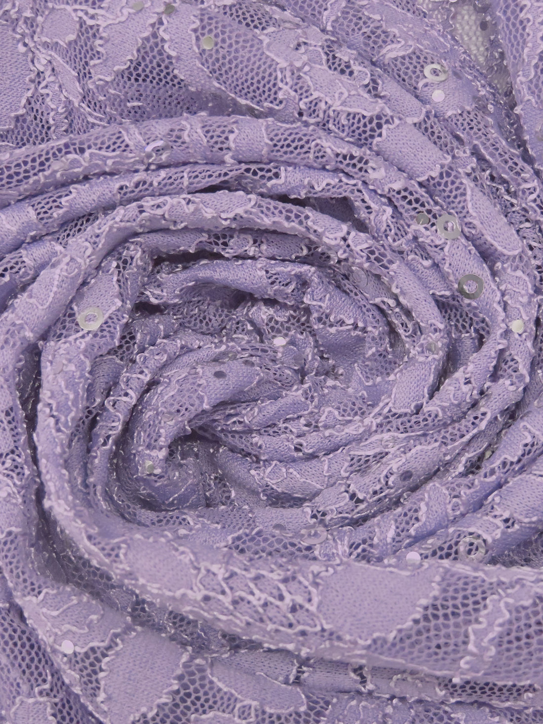 Dusty Light Purple 100% Polyester Double Scalloped Border Floral Weave With Sequins Lace 52W