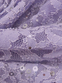 Dusty Light Purple 100% Polyester Double Scalloped Border Floral Weave With Sequins Lace 52W