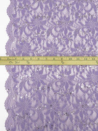 Dusty Light Purple 100% Polyester Double Scalloped Border Floral Weave With Sequins Lace 52W