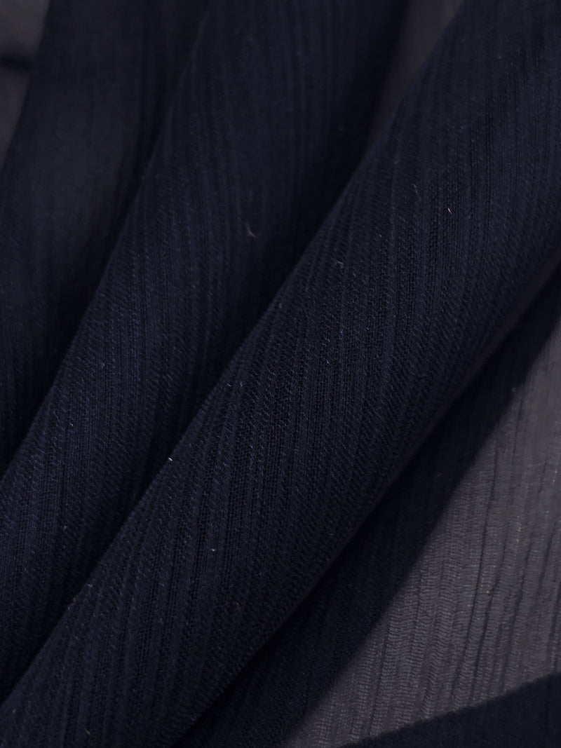 Navy Blue 100% Silk Crinkle Chiffon 52W