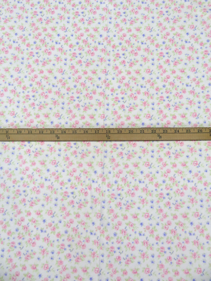 White/Charm Pink/Olivine/Multi 100% Cotton Small Floral Print Jersey Knit 64W