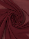 Bordeaux Red 100% Silk Chiffon 52W