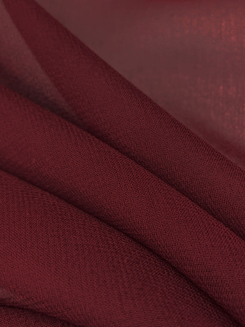 Bordeaux Red 100% Silk Chiffon 52W