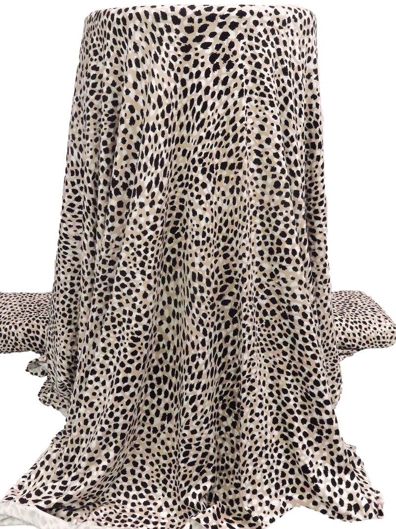 Dark Vanilla/White/Black Rayon/Lycra Abstract Animal Print Jersey Knit 66W